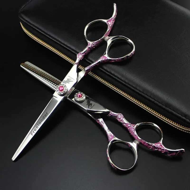 New Arrival Professional Japanese 440c Steel Pink Plum 6-inch Hair Clipper Hair Salon Thin Clipper Hair Clipper Z241213
