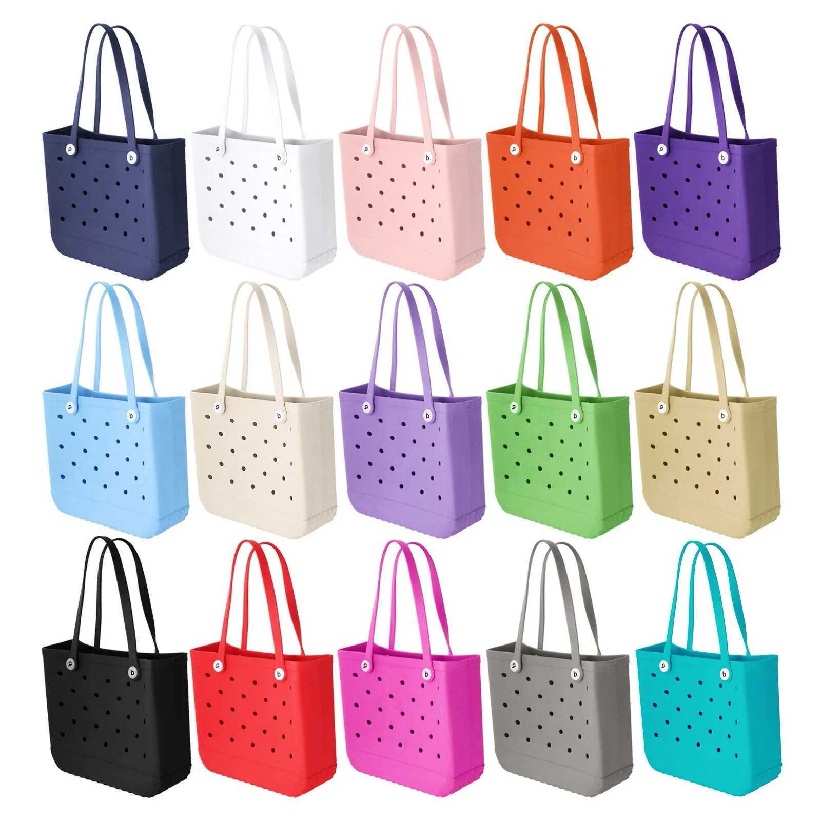 Extra Large Bogg Bag Summer EVA Beach Bag Basket Wine Picnic Tote Bag Holes Waterproof Handbag Pouch Shopping Shoder Bag Y241212