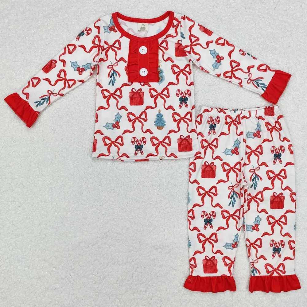 Wholesale baby girl sleepwear Christmas candy bamboo pole sleepwear bamboo sleepwear set baby sleepwear new W241213