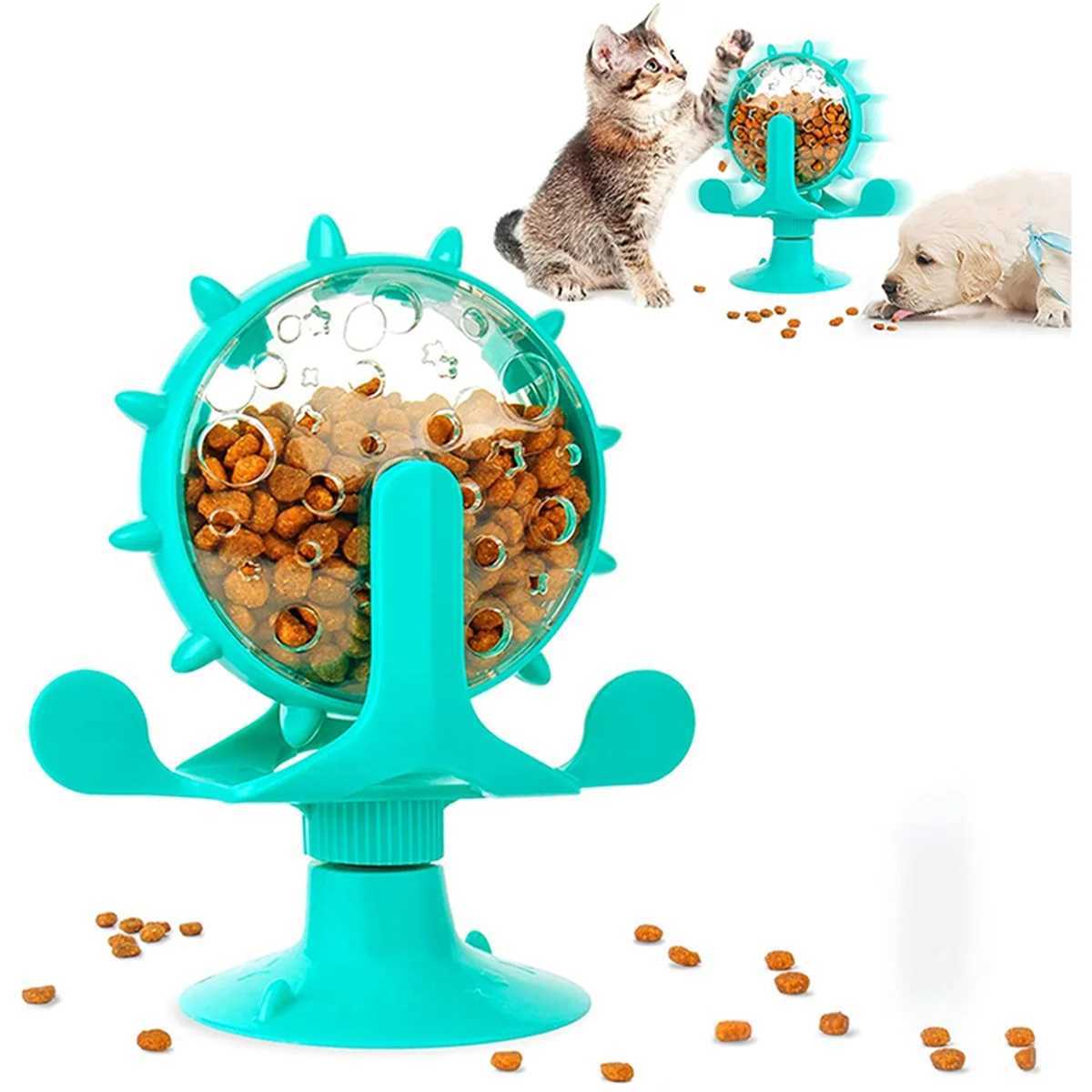 C Dog Puzzle Toy Interactive Cat Slow Feeding Machine Windmill Treatment Distribution Dog Toy with Powerful Suction Cup Pet Treatment Toy X241213