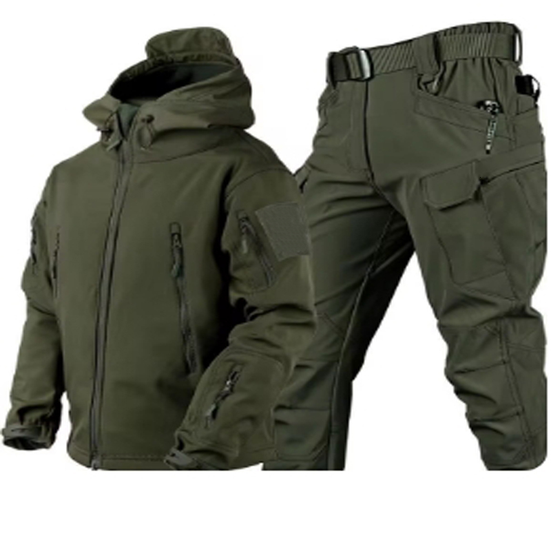 Outdoor Shark Skin Warmth Set Camo Plush Thickened Coat Autumn Racing Top Does Not Include Cuff Pattern