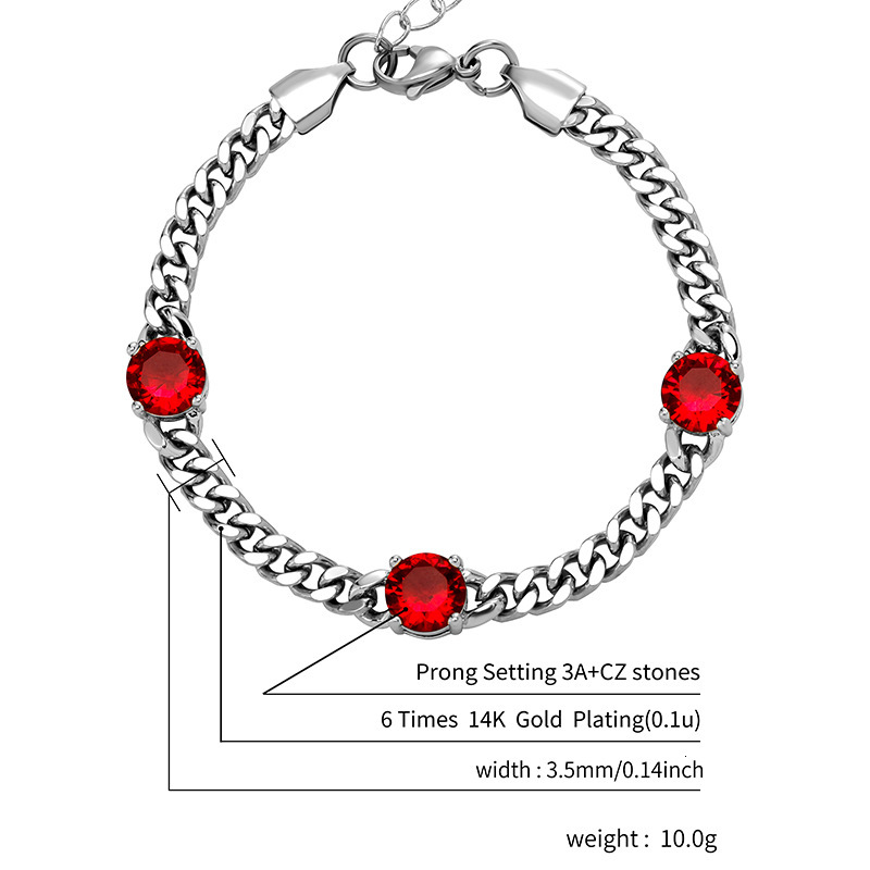 Wolf Tide New In Multicolor Stainless Steel Cuban Link Chain Bracelets For Men And Women Green Red Diamond 18k Gold Plated Curb Chains Choker Bijoux P
