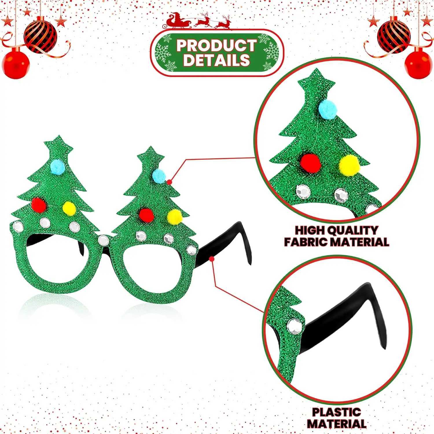 Sunglasses Christmas Glasses Frame Glitter Xmas Party Eyeglasses Costume Eyewear Favors Decorations for Kids H241213IL2H