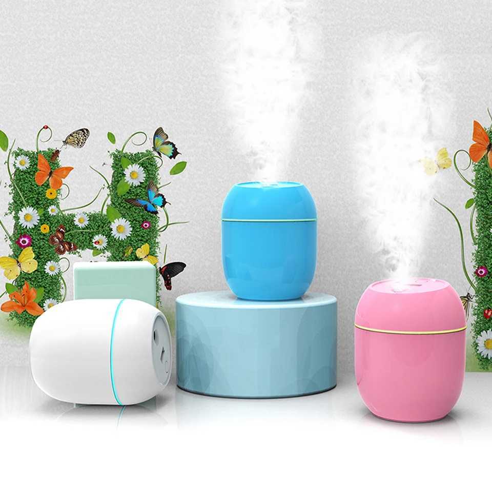 USB Portable Air Humidifier 250ML Essential Oil Diffuser 2 Modes Auto Off with LED Light for Home Car Mist Maker Face SteamerXJ241213