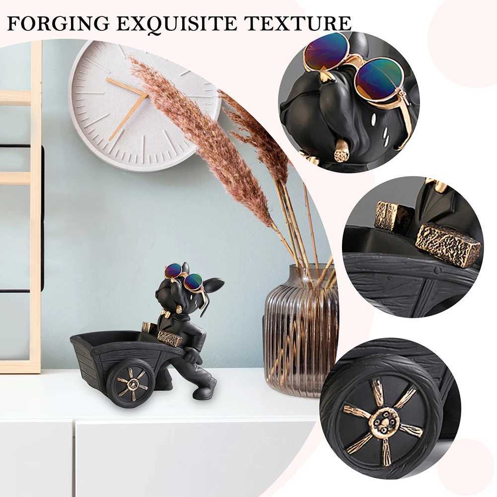 Bldog Cool Sculpture Dog Ornament Butler Storage Box with Tray Nordic Table Decoration Resin Sculpture Coin Piggy Bank Y250509