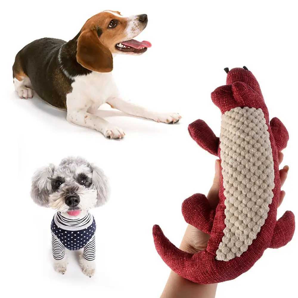 Pet Dog Toys Linen Plush Crocodile Animal Toys Dog Chewing Squeezing Noise Toys Cleaning Teeth Supplies Toys Hard Interactive Toys X241213