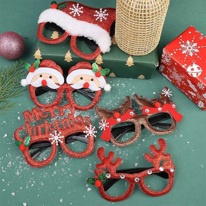 Sunglasses 2025 Christmas New Year Glasses Frame Santa Claus Xmas Tree Paper Glasses Navidad Party Decorations Photo Props Kids Gifts Noel H241213