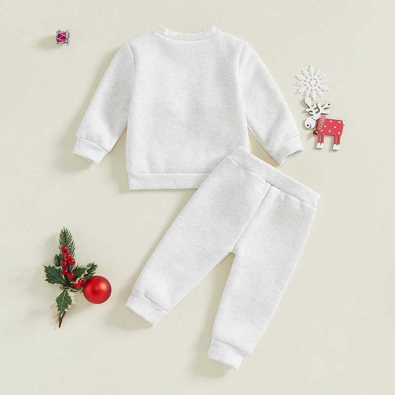 Pudcoco Preschool Girl Boy Christmas Set reindeer embroidery long sleeved crew neck sweatshirt elastic waist pants 2PCS set 0-3T W241213