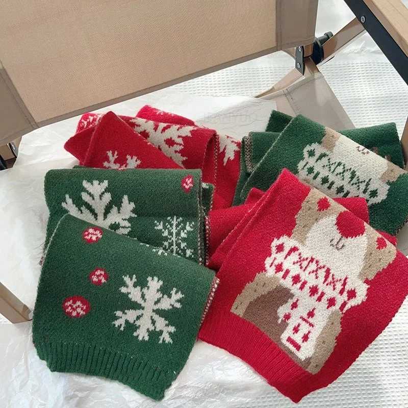 Scarves Wraps Children Christmas Scarf Autumn Winter Boys Girls Knit Scarves Versatile Windproof Student Neckerchief Baby Clothing Accessories H241213