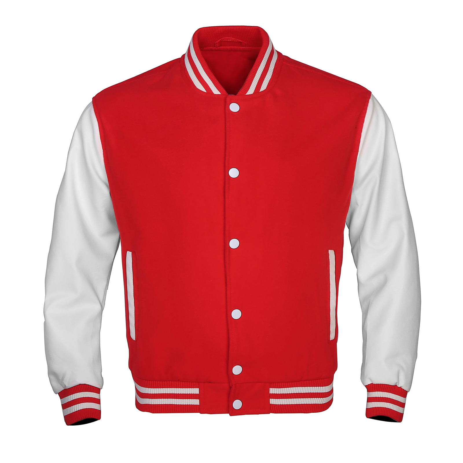 Letterman Coat Autumn Solid Casual Leather Sleeves Wool Unisex Vintage Baseball Varsity Jackets Men 241213