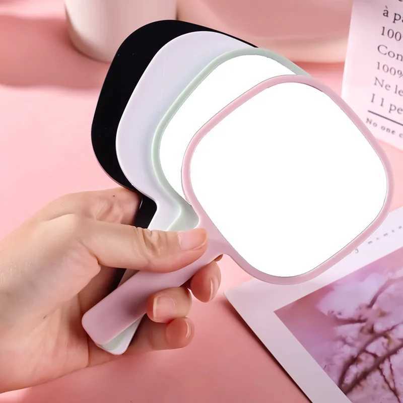 1Pc Makeup Mirror With Handle 3 Colors Plastic Portable Handheld Mirror For Women Girls Travel AccessoriesXJ241213