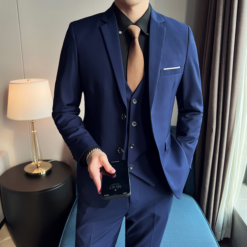 High Quality Business Casual Wedding (Suit Vest + Trousers) 2024 New Fashion Banquet Handsome Men's 3-Piece Set S-6Xl