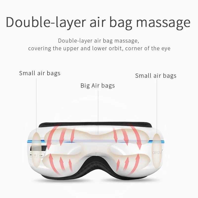 Adult eye music thermal compression massager airbag vibration press 5 modes 180 folding relaxing eye muscles and relieving fatigue W241213