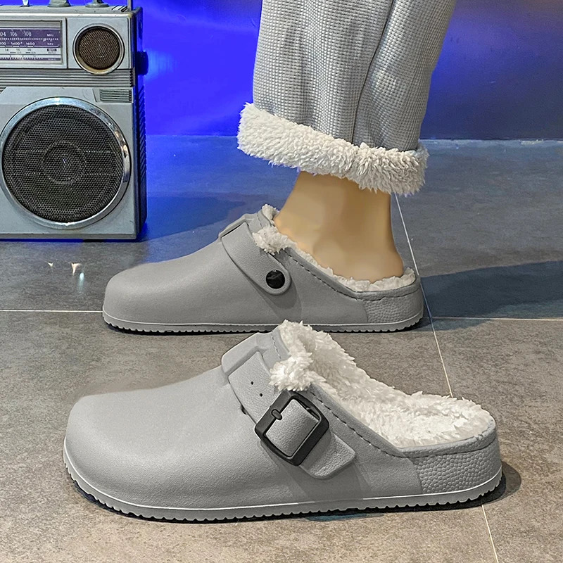 Waterproof Slipper Men's Slippers Couple Women Home Shoes Add Veet Non-Slip Wear-resistant Indoor Unisex Soft and Comfortable