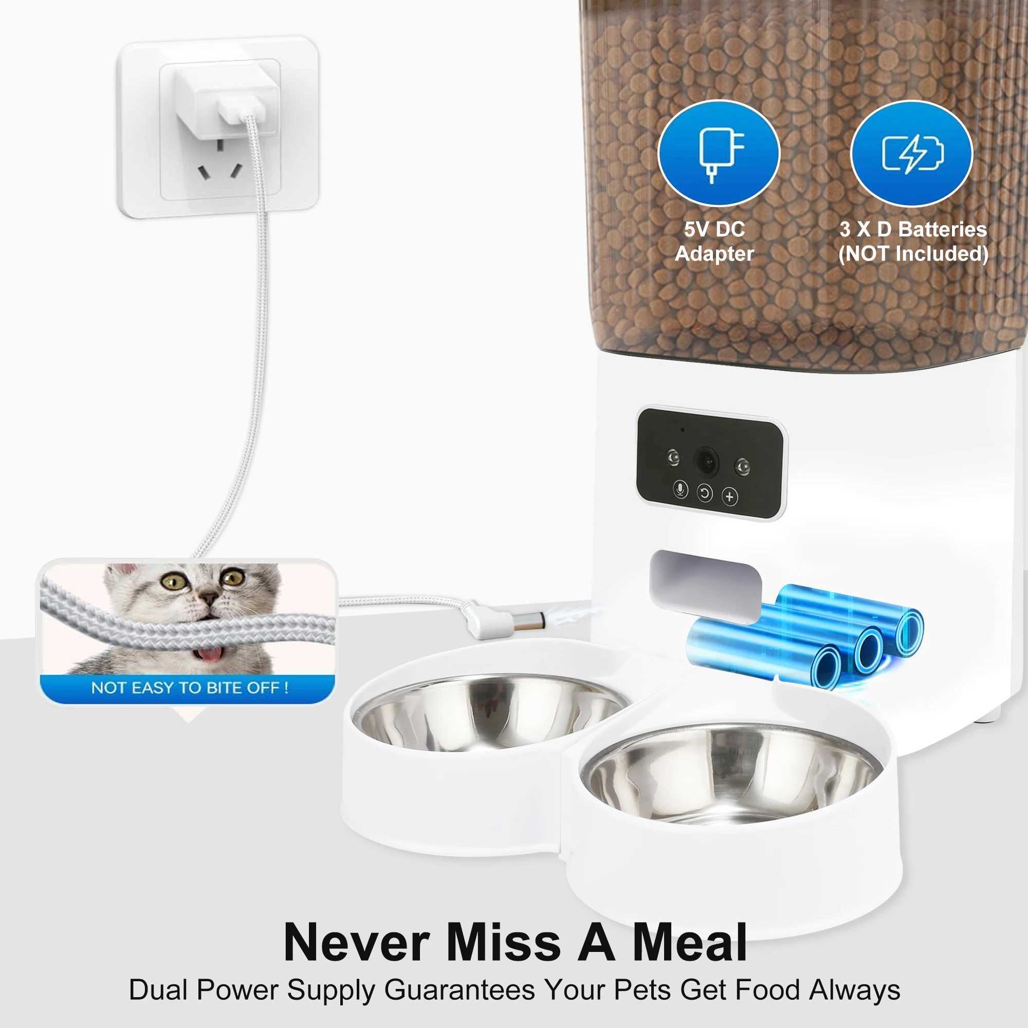 Cat Placemats 5L Smart WiFi APP Camera Automatic Pet Feeder Cat Food Dispenser Video Smart Feeder For Cats Dogs Pet Dry Food Bowl z241213
