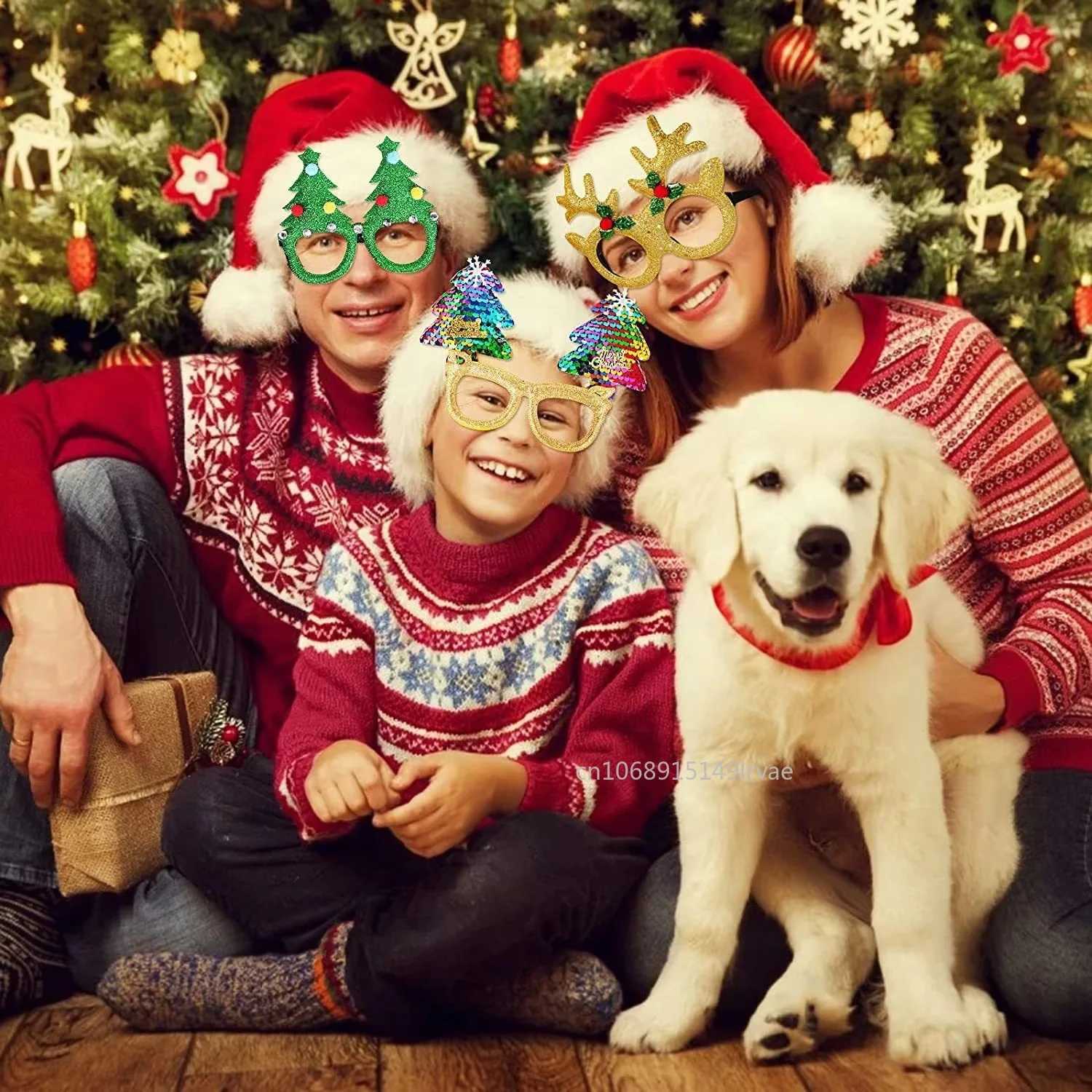 Sunglasses Christmas Glasses Frame Glitter Xmas Party Eyeglasses Christmas Costume Glasses Eyewear Party Favors Decorations for Kids H241213