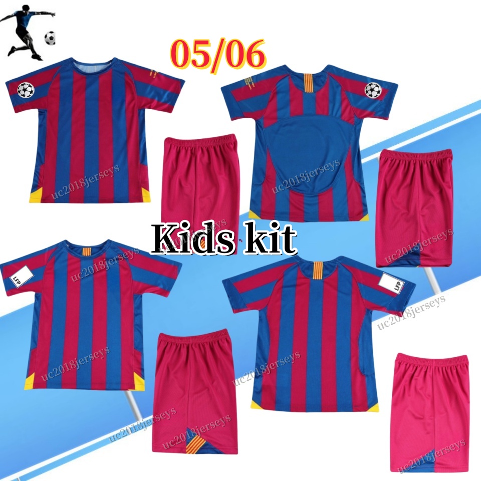 Kids kit BOY 2005 2006 Retro soccer jerseys RONALDINHO10 children classic 05 06 football Shirt