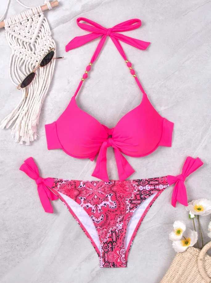 Sexy Push Up Bikini 2024 Women Swimsuit Two Piece Swimwear Fa Thong Bikinis Set Swimming for Bathing Suits Brazilian BiquiniXJ241212