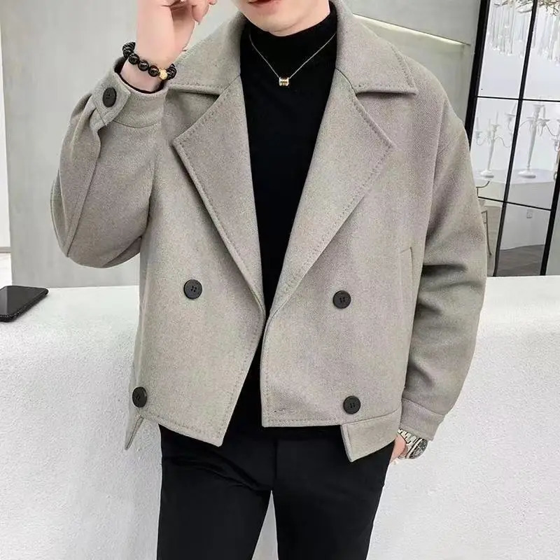 Mens Wool Blends Jackets Oversize Male Coats Warm Short Fleeced Trendy y ner Clothes Offer Cold Harajuku Sale 241213