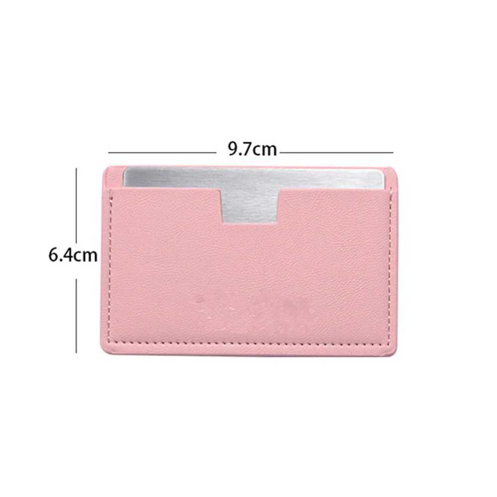 Stainless Steel Card Cosmetics Mirror Portable Mini Unbreakable Makeup Mirror Shatter Proof Leather Sleeve Pocket Size MirrorXJ241213