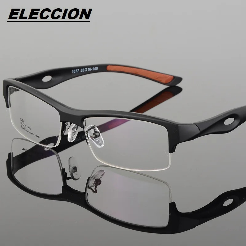 ELECCION Spectacle Frame Attractive Mens Distinctive n Comfortable TR90 Half Frames Square Sports Glasses 1077 241213