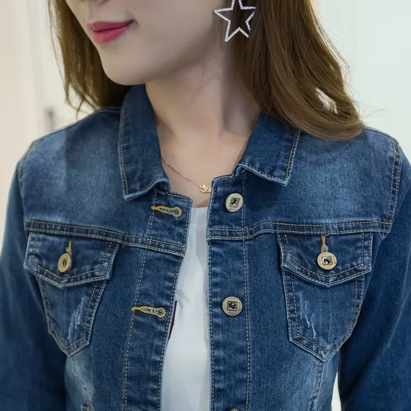 2024 Spring Korean style denim jacket for women fashionable ultrathin short long sleeved 241211