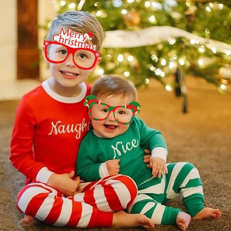 Sunglasses 9pcs Christmas Decorations Glasses Santa Claus Xmas Tree Elk Glasses Frame Xmas Party Photo Props Kids New Year Christmas Gifts H241213