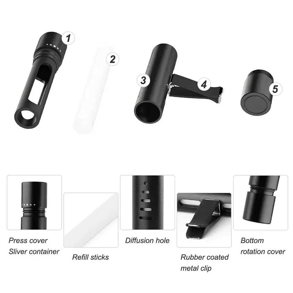 Car Fragrance Custom Vent Clip Cylindrical Essential Oil Car Diffuser Vent Clip with 10 Refill Sticks for Auto Office KitchenXJ241213
