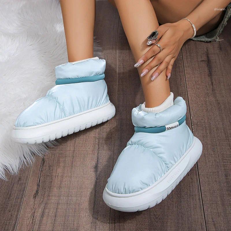 2025 NEW Boots Waterproof Soft Plush Ankle Women Winter Thick Sole Non-Slip Snow Woman Down Comfort Keep Warm Cotton Padded Shoes zhanyishengli
