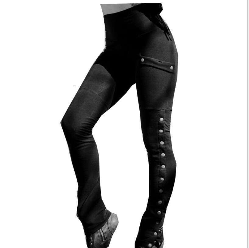 Fashionable And Handsome Women's Rivet Slit Sexy Design Small Leg Slim Fit Elastic Pocket Decoration Pencil Pants Fashionable Quality Classic