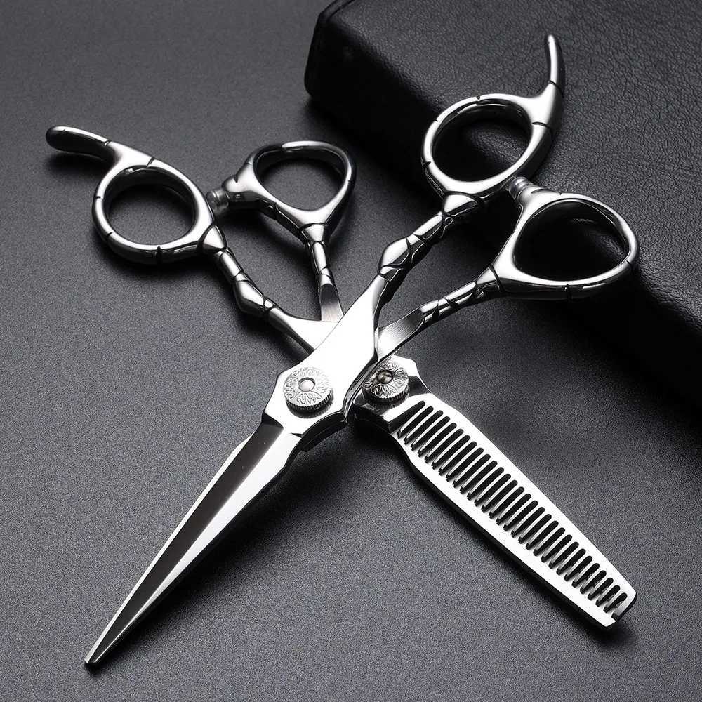 New 6.0 inch Hair Scissors Professional Patterned Handle Hairdresser Barber Tools Salon Hair Cutting Thinning Shears M241213