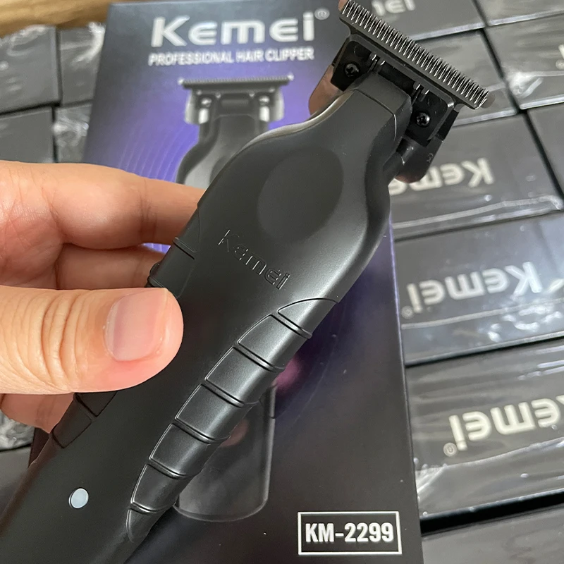 Kemei 2299 Barber Cordless Hair Trimmer 0mm Zero Gapped Carving Clipper Detailer Professional Electric Finish Cutting Machine T241210