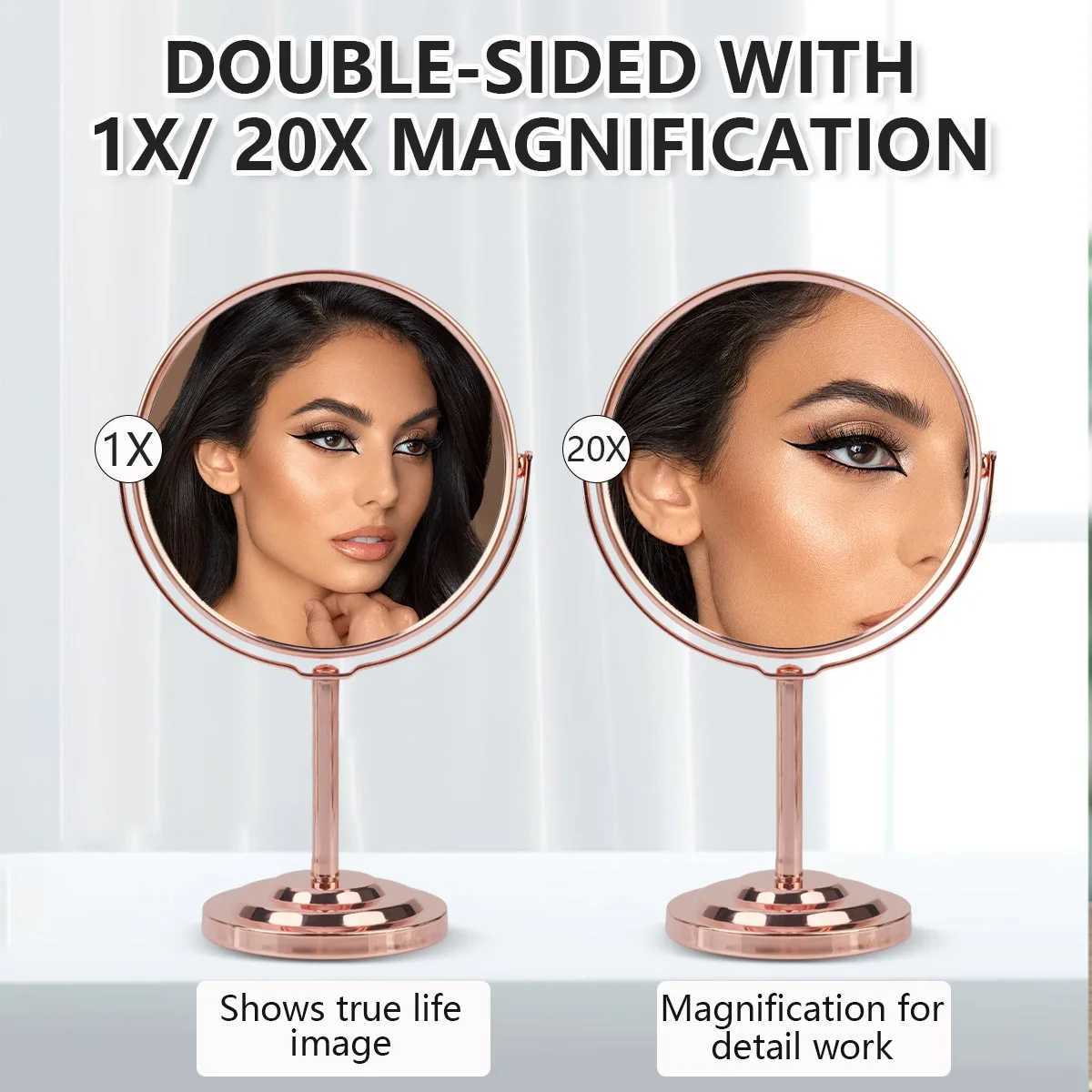 3/4/5in Double-Side Makeup Mirror With 2X Magnification Clear Reflection And Easy To Carry Desktop Vanity Mirror With StandXJ241213