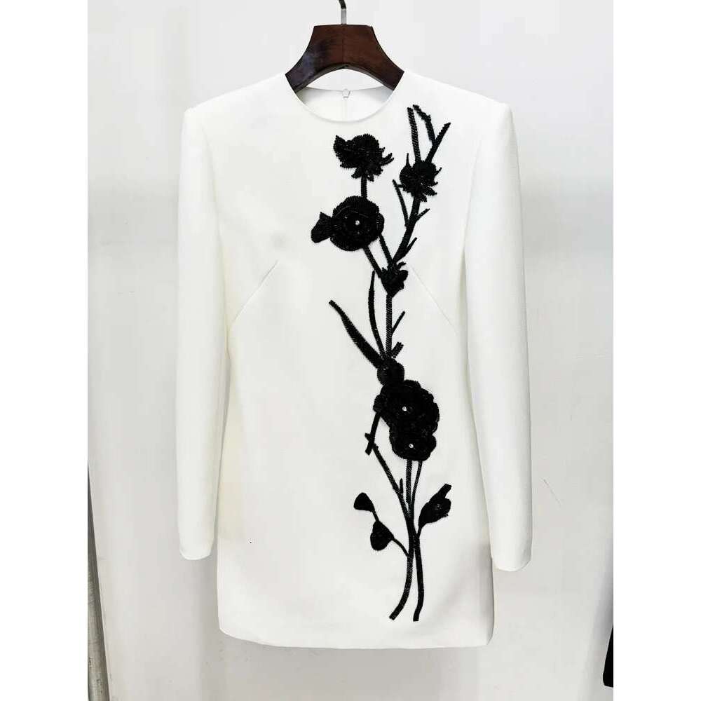 Skirt Set HIGH QUALITY Newest Fashion Designer Women's Wers Beaded Long Sleeve Dress