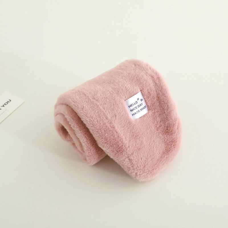 Scarves Wraps Solid Color Winter Baby Scarf Korean Kids Plush Neck Warmer Boys Girls Windproof Warm Cross Scarves H241213