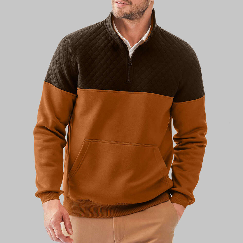 Color Blocked Half Zipper Pullover Outdoor Casual Hoodie 6788 Fashionable Quality Classic