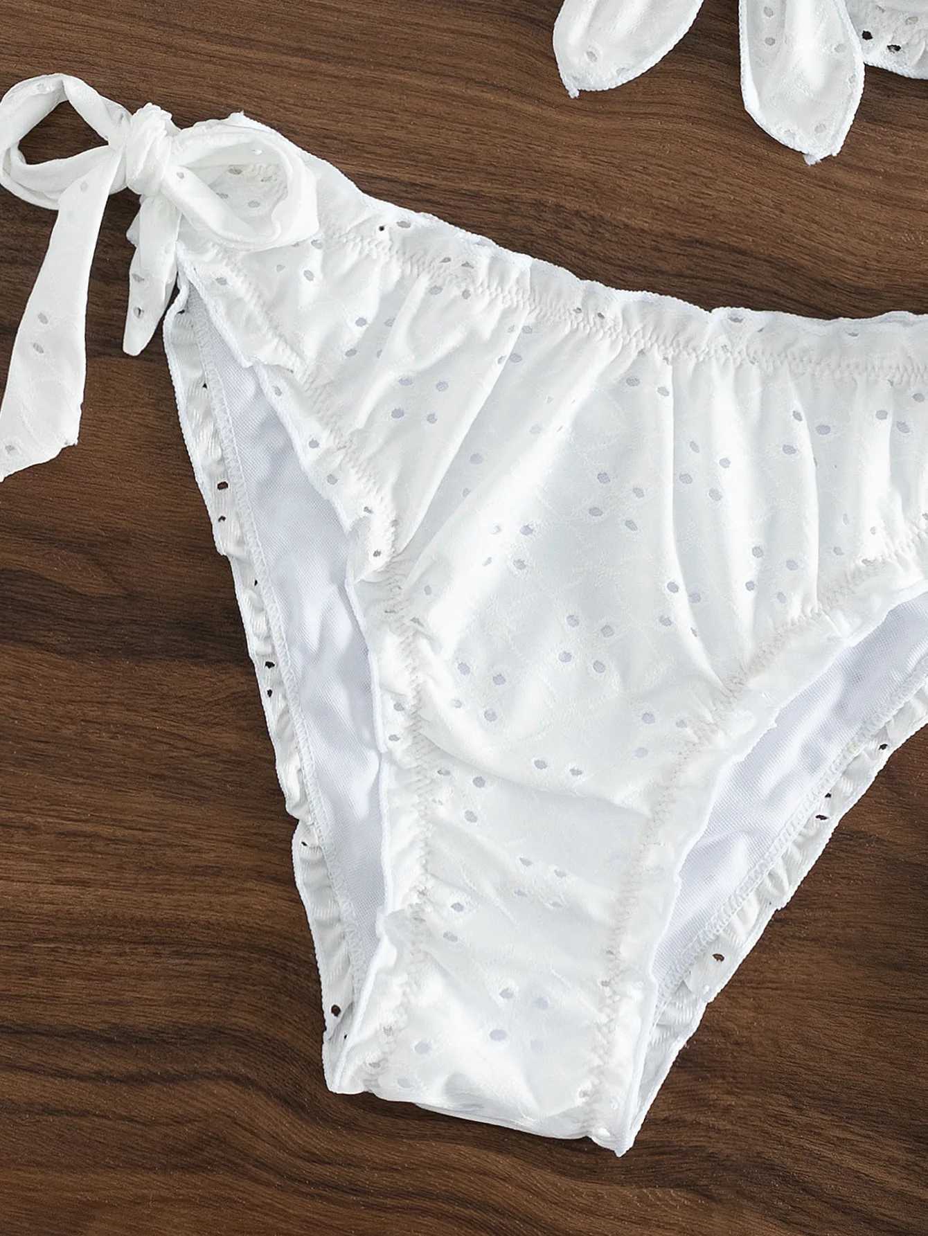 Schiffy Knot Front Tie Side Bikinis 2024 White Swimsuit Women Swimwear Fa Sexy Bathers Bathing Swimming Swim Suit BeachwearXJ241212
