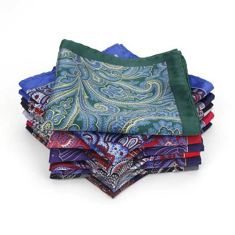 2018 Mens Brand Handkerchief Vintage Paisley Pocket Square Soft Hankies Wedding Party Business Artificial Silk Chest Towel Gift W241213
