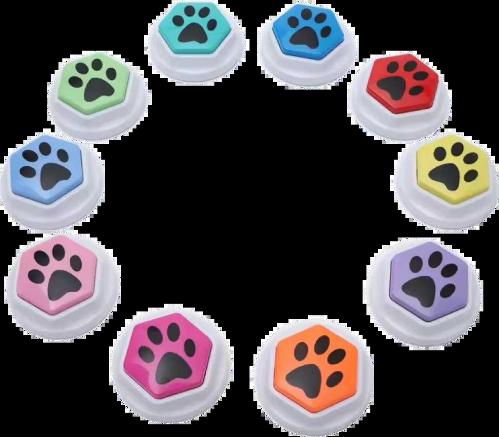 Pet training can record voice buttons that speak hexagonal paw patterns interactive voice responses and dog toys for communication X2412131