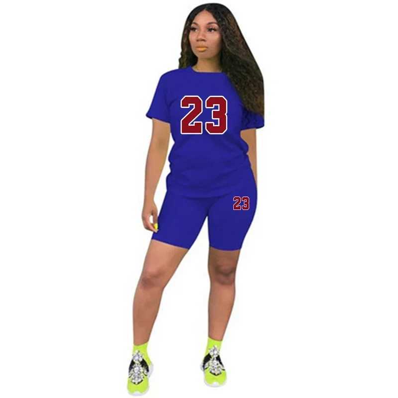 Women's Two Piece Pants High Quality Summer Womens Suit Short Slve Sets for Women 2 Pieces Daily Tracksuit Casual O-Neck 2024 Printing Ladies Fas