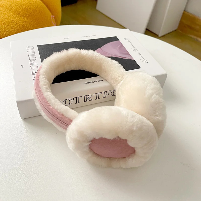 Wool earmuffs for warmth winter sheepskin earmuffs for men soft and solid earmuffs for outdoor cold protection 241211