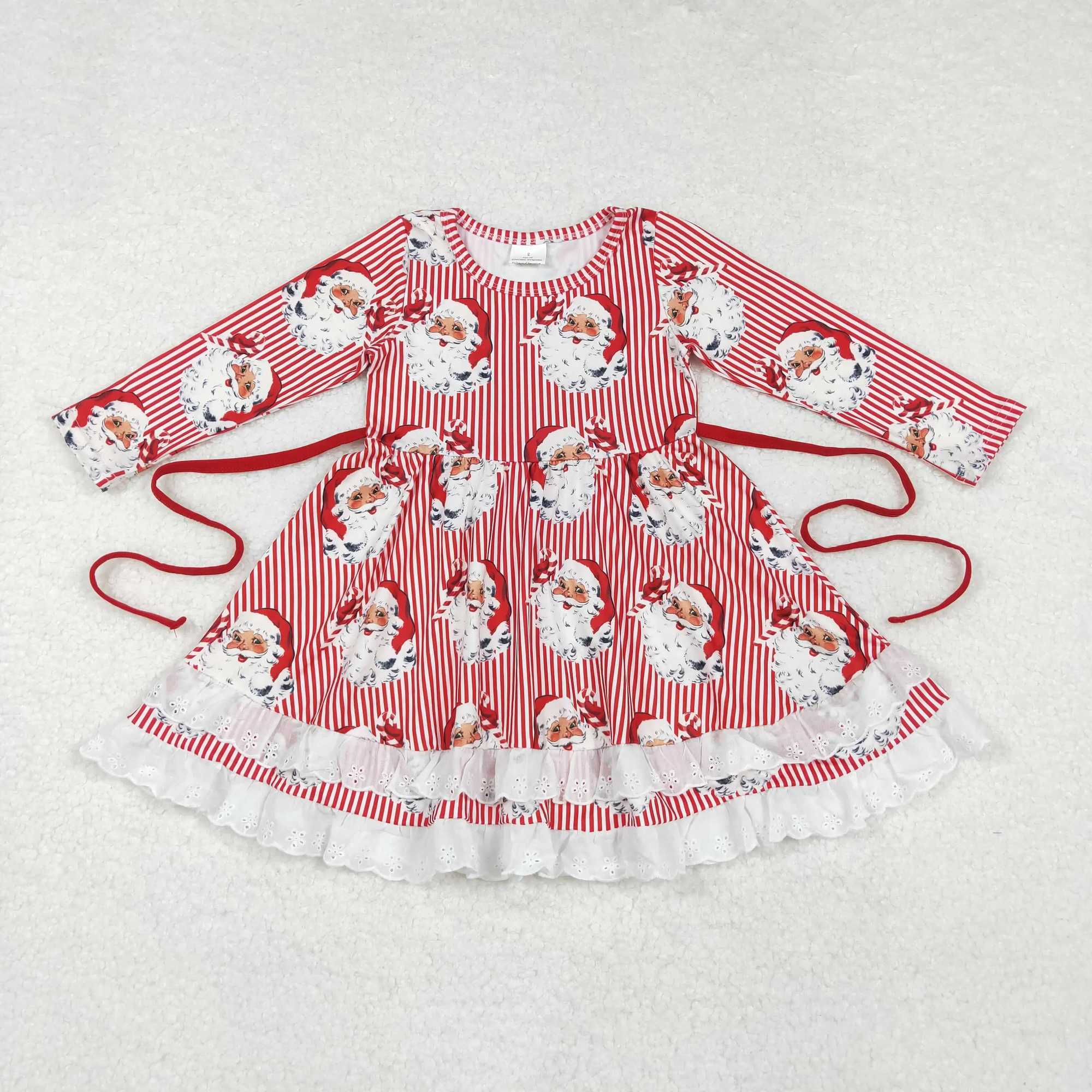 Childrens Christmas clothing long sleeved baby girl dress childrens fashion boutique clothing diagonal dress W241213