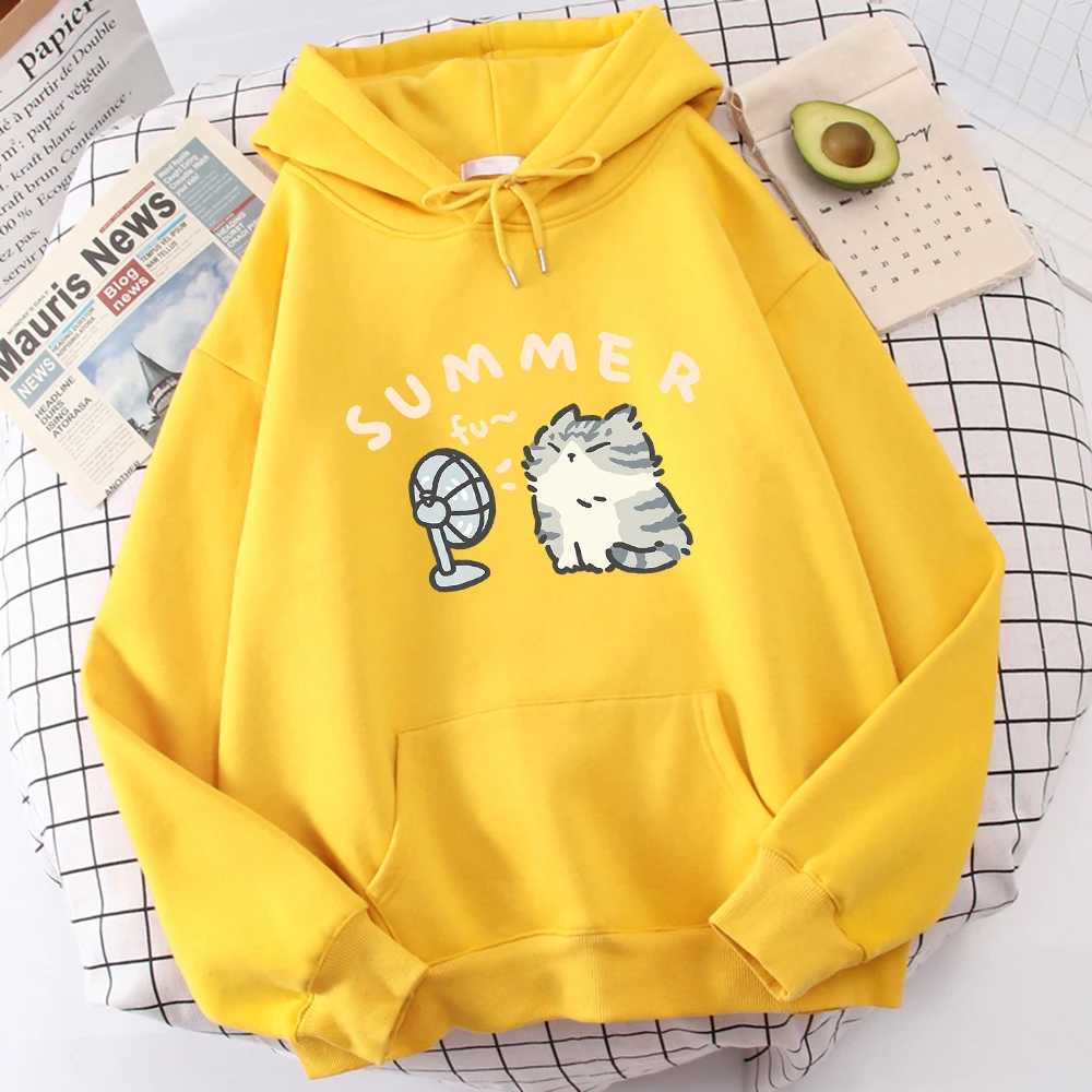 Short Beauty Blowing Fan Fun Print Mens Sweatshirt Breathable Original Street Clothing Graphic Sports Pullover Outdoor Novel Top W241213