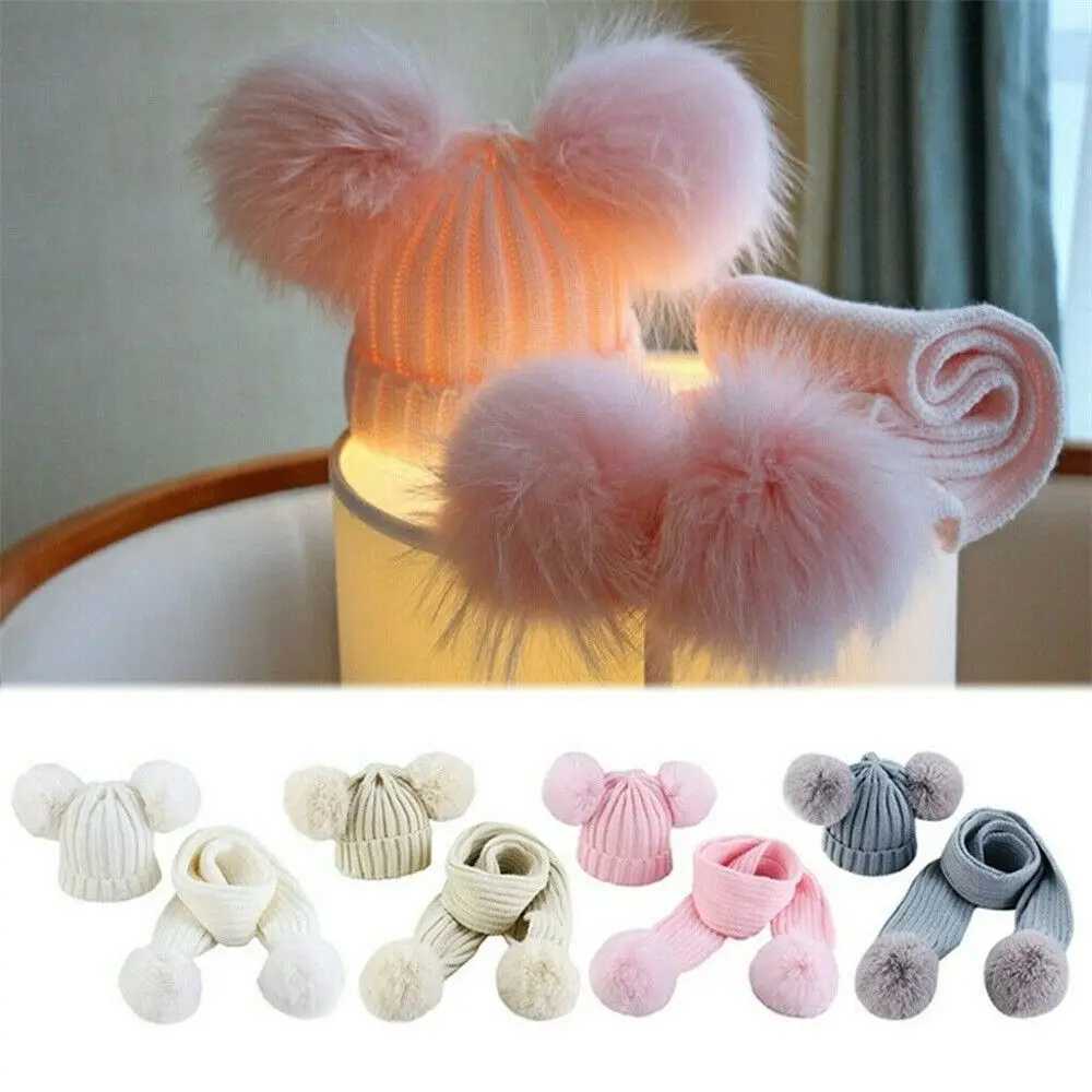 Knit Beanie Cap Toddler Kids Baby Boys Girl Warm Winter Pom Bobble HatXJ241213