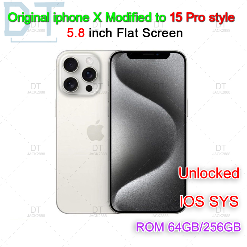 iPhone Original Unlocked iphone X Covert to iphone 15 Pro Cellphone with 15pro Camera appearance 4GB RAM 64GB 256GB ROM Mobilephone,refurbished iphones