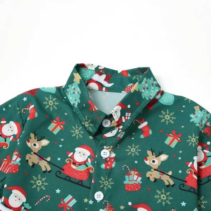 Kids Christmas Sets Short Sleeved Shirt+pants 2PCS Suit Fashion Cartoon Santa Print Children Clothing Casual Baby Boy Clothes W241213