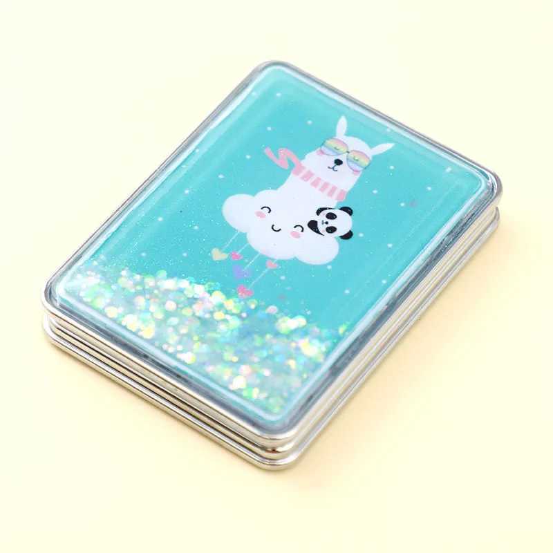 Quicksand Makeup Square Mirror Cute Girl Cartoon Double-Sided Mirror Portable Makeup Mirror Home Decoration AccessoriesXJ241213
