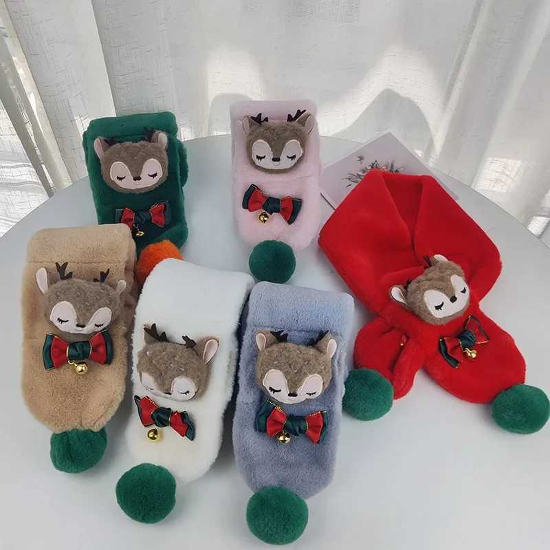 Scarves Wraps Christmas Childrens Scarf Winter Child Neck Warmer Baby Winter Accessories Cartoon Scarf for Girls Child Neck Gaiter Kids Gifts H241213