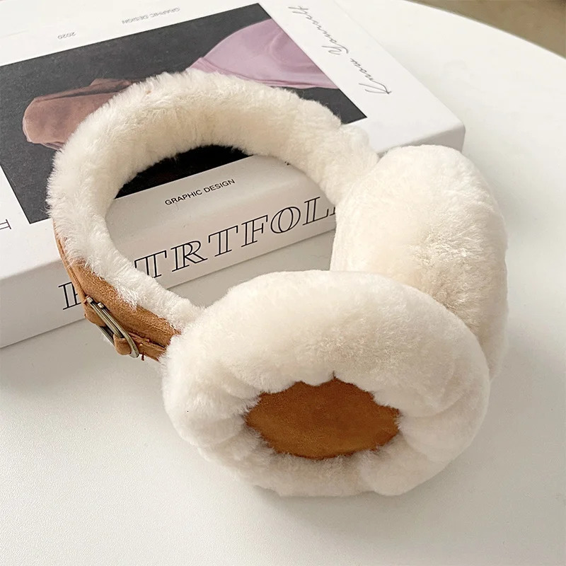 Wool earmuffs for warmth winter sheepskin earmuffs for men soft and solid earmuffs for outdoor cold protection 241211