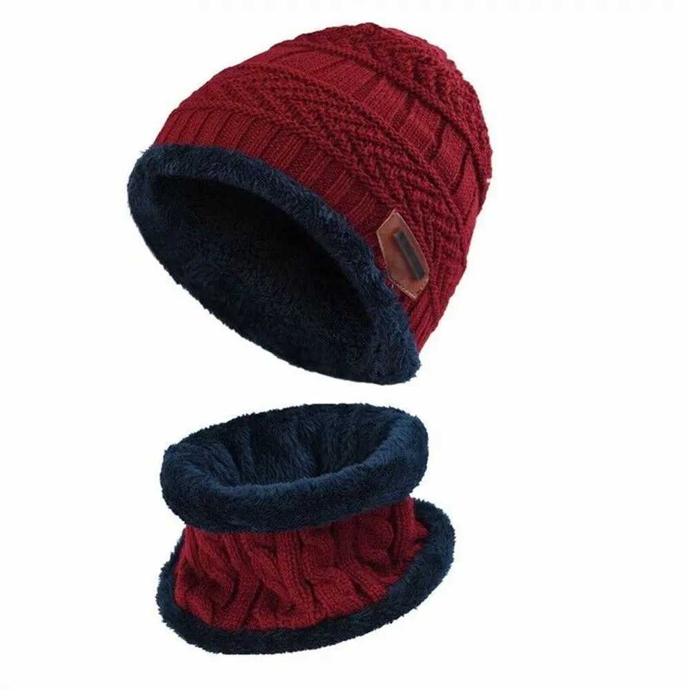 Scarves Wraps Winter Knitted Hat Children Plus Velvet Warm Scarf One-piece Cap Thickened Wool Cap Girls Ear Protection Kids Cold-proof Hat H241213